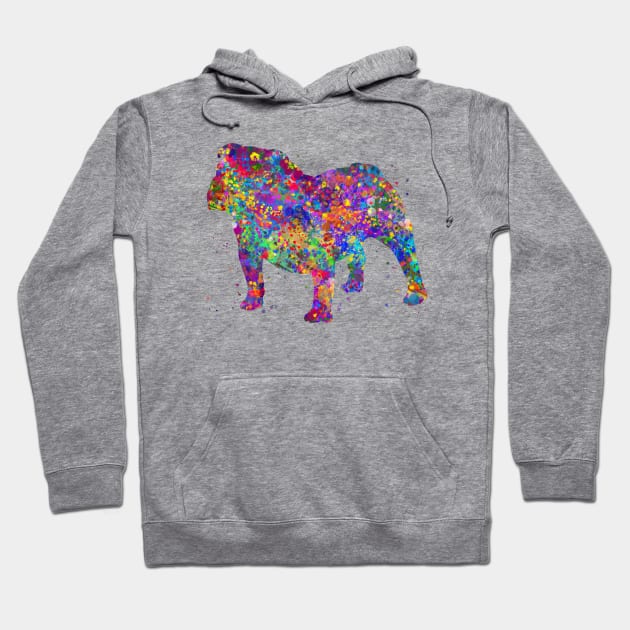 british bulldog watercolor Hoodie by Yahya Art